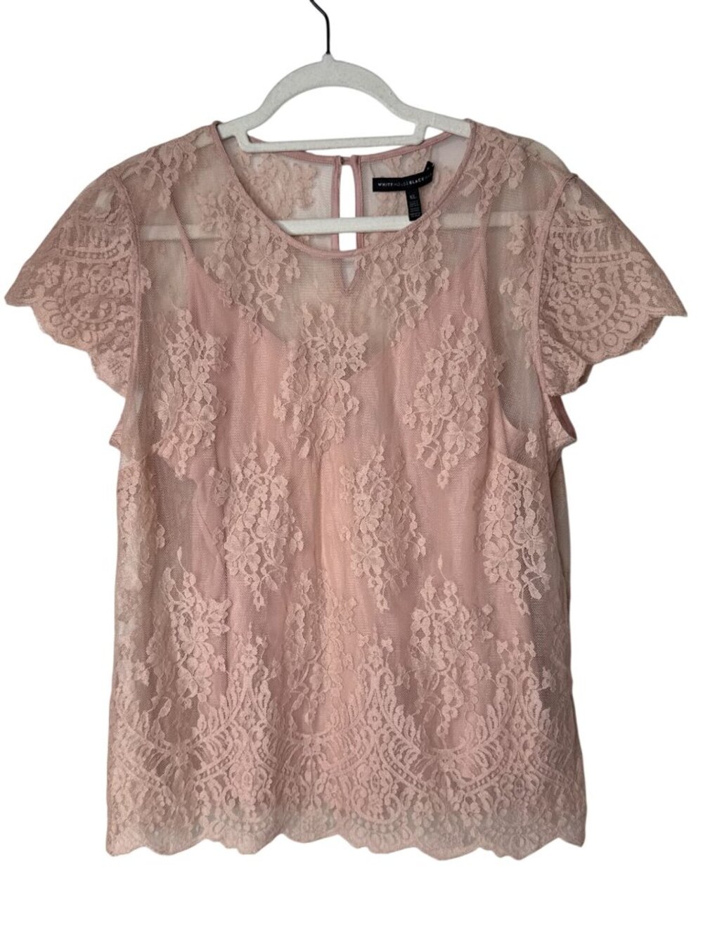White House Black Market Blush Pink Floral Lace Top XL